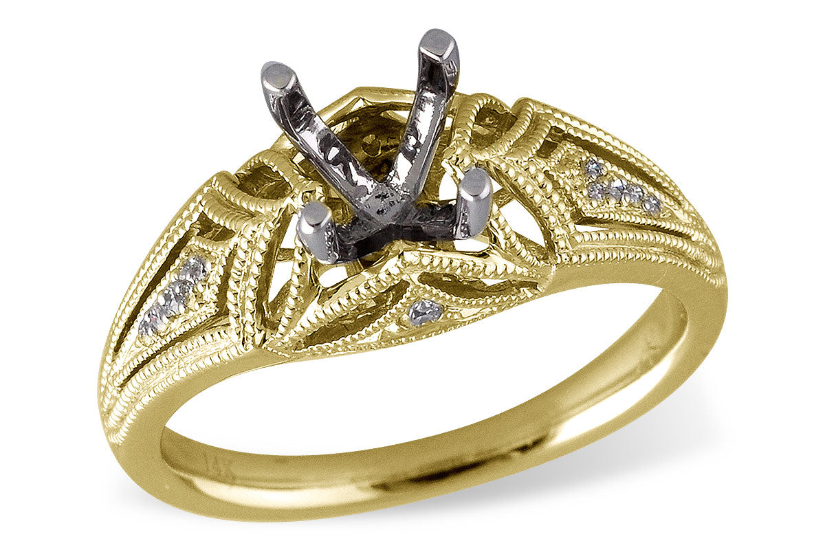 Allison Kaufman Diamond Engagement Ring Semi-Mount in 14K Yellow Gold, 0.07 ctw (L7439)