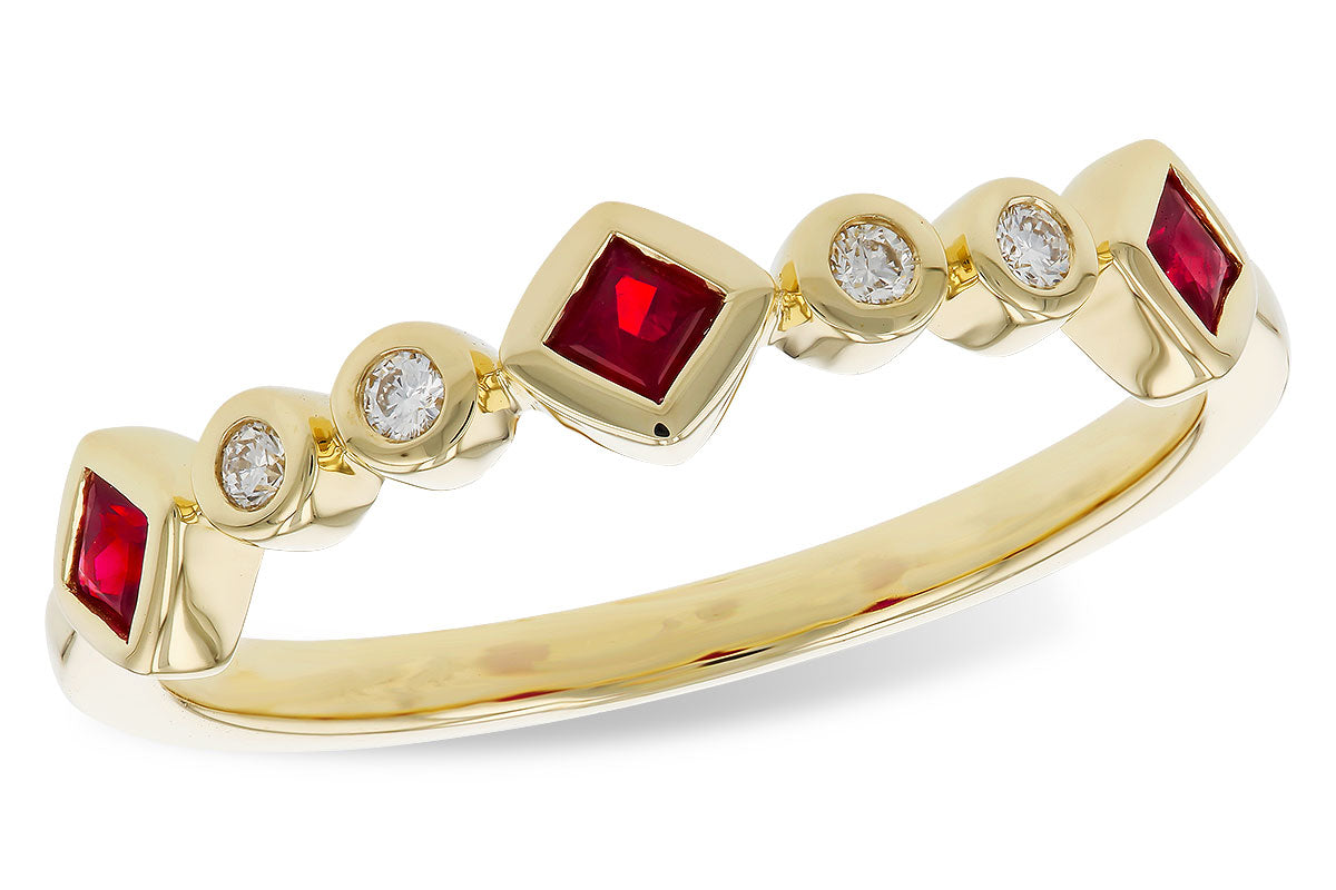 Allison Kaufman Ruby & Diamond Wedding Band in 14K Yellow Gold, 0.27 ctw