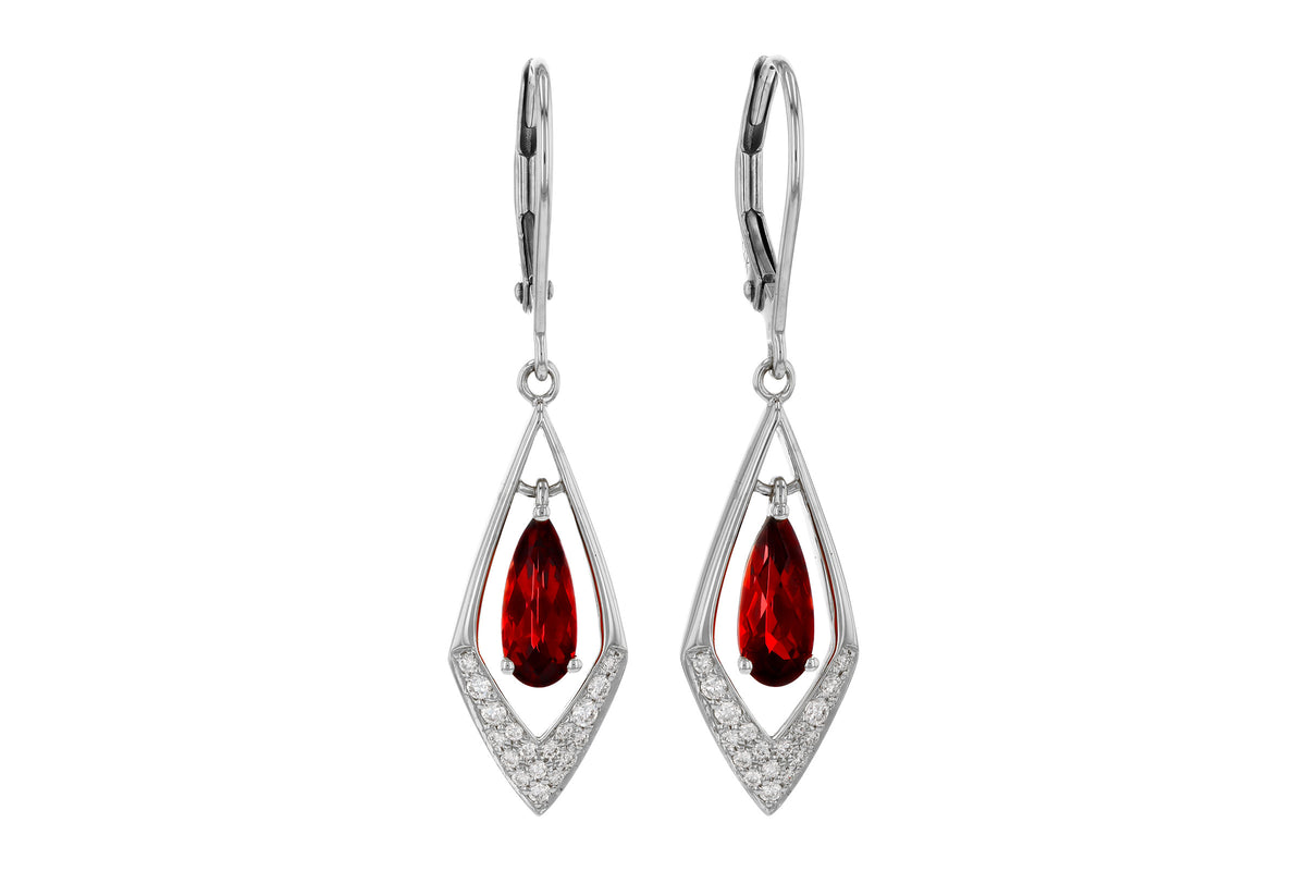 Allison Kaufman Garnet & Diamond Earrings in 14K White Gold, 1.28 ctw