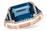Allison Kaufman London Blue Topaz & Diamond Ring in 14K Rose Gold, 4.82 ctw