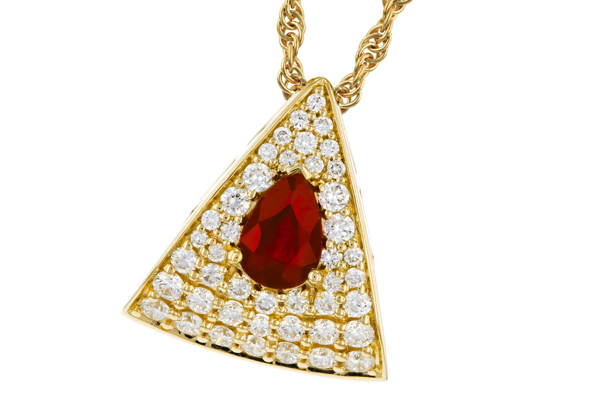 Allison Kaufman Ruby & Diamond Necklace in 14K Yellow Gold, 0.80 ctw