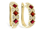 Allison Kaufman Ruby & Diamond Earrings in 14K Yellow Gold, 0.87 ctw