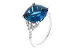 Allison Kaufman London Blue Topaz & Diamond Ring in 14K White Gold, 9.25 ctw, alternate view