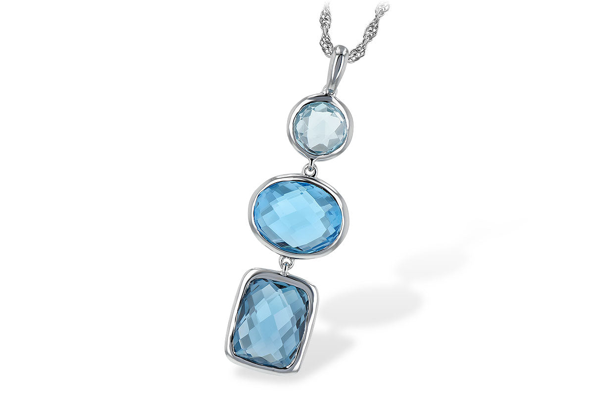 Allison Kaufman Blue Topaz Necklace in 14K White Gold, 7.85 ctw