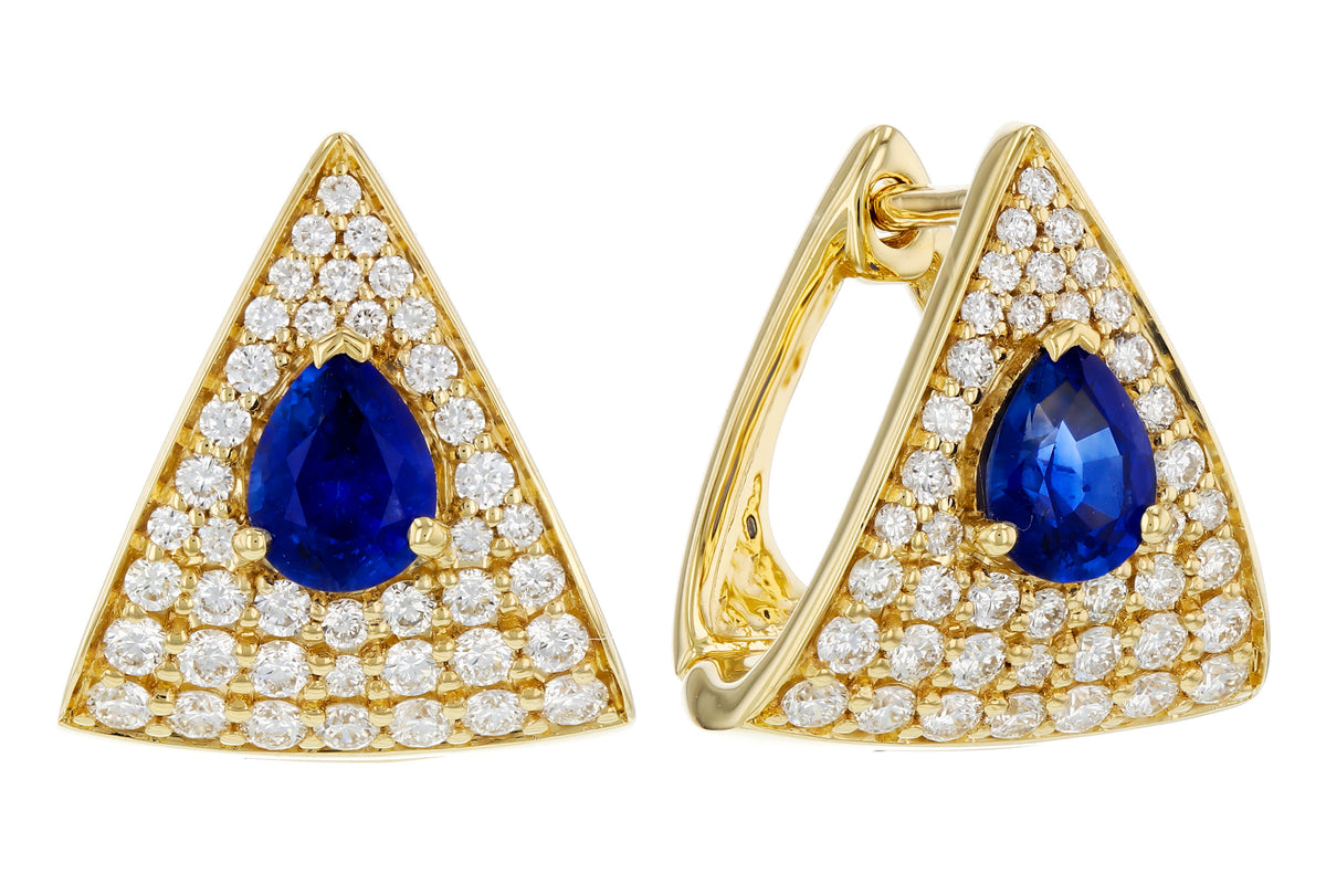 Allison Kaufman Sapphire & Diamond Earrings in 14K Yellow Gold, 1.20 ctw