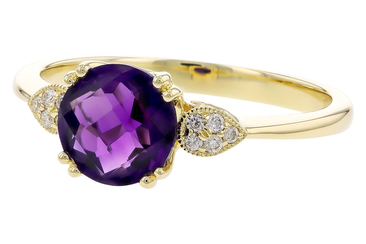 Allison Kaufman Amethyst & Diamond Ring in 14K Yellow Gold, 1.15 ctw, alternate view