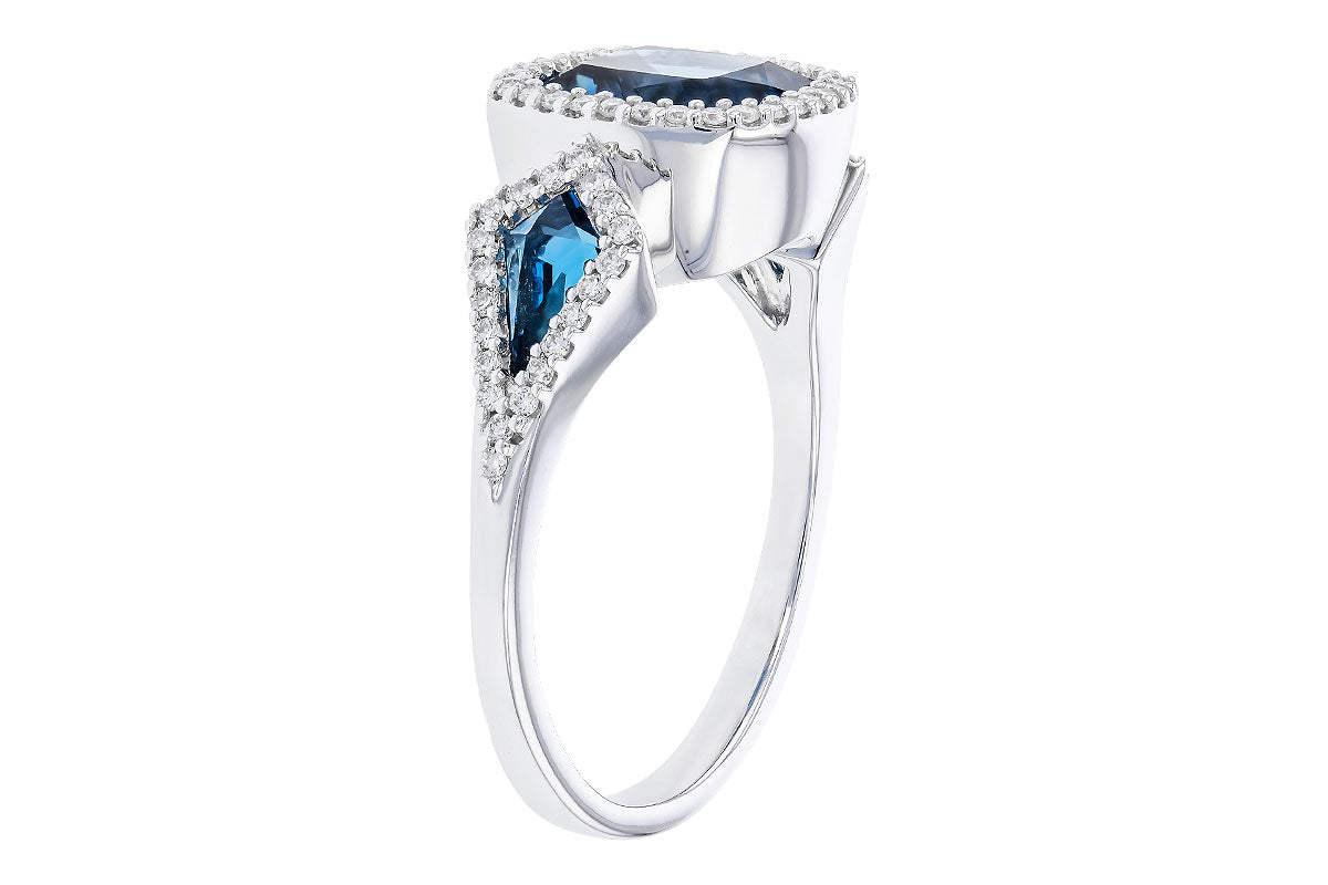 Allison Kaufman London Blue Topaz & Diamond Ring in 14K White Gold, 2.72 ctw, alternate view