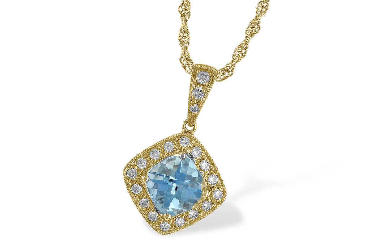 Allison Kaufman Aquamarine & Diamond Necklace in 14K Yellow Gold, 0.93 ctw