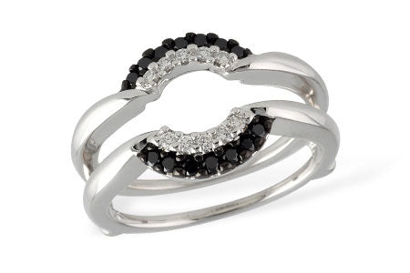 Allison Kaufman Black Diamond Ring Guard in 14K White Gold, 0.23 ctw