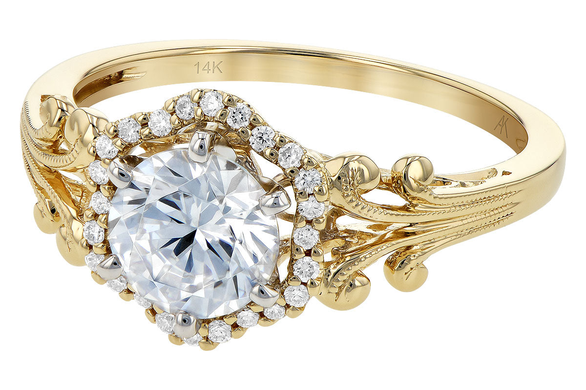 Allison Kaufman Diamond Engagement Ring Semi-Mount in 14K Yellow Gold, 0.09 ctw, alternate view