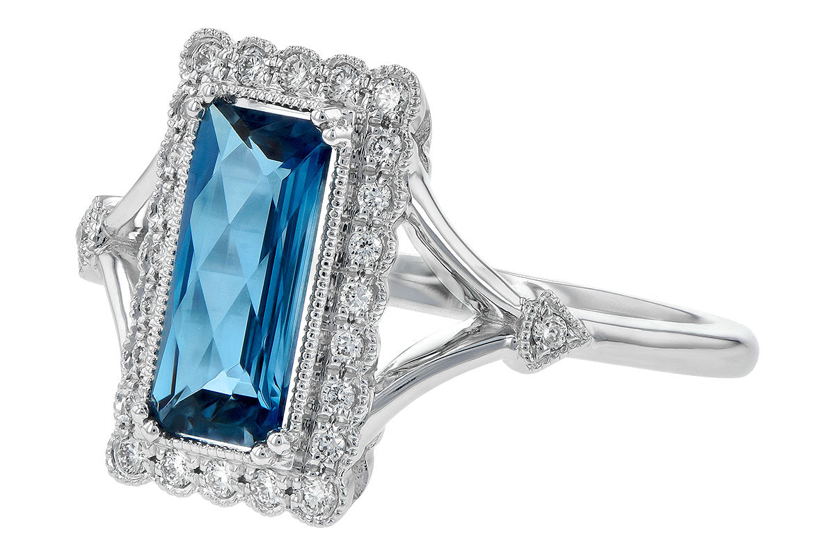 Allison Kaufman London Blue Topaz & Diamond Ring in 14K White Gold, 1.75 ctw, alternate view