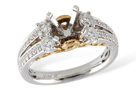 Allison Kaufman Diamond Engagement Ring Semi-Mount in 14K Two-Tone Gold, 0.77 ctw