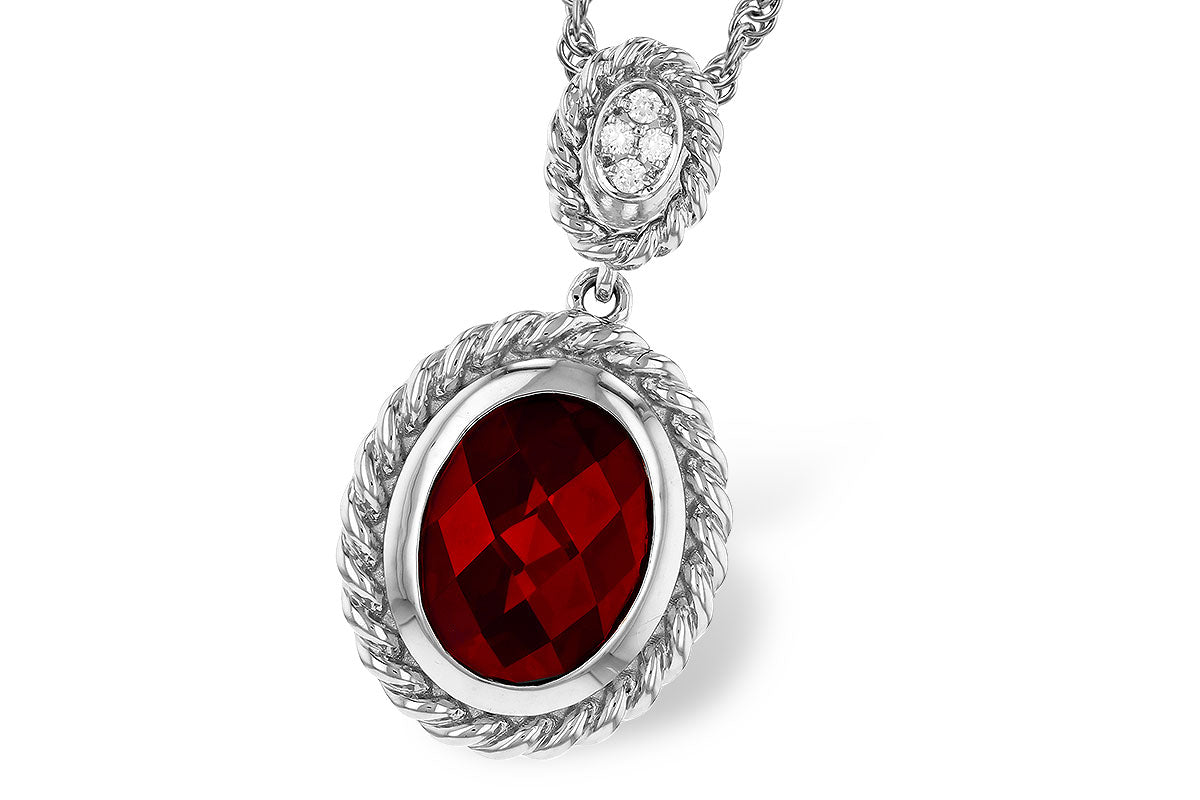 Allison Kaufman Garnet & Diamond Necklace in 14K White Gold, 2.12 ctw