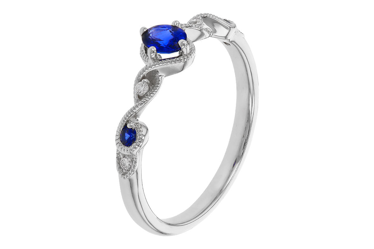 Allison Kaufman Sapphire & Diamond Ring in 14K White Gold, 0.34 ctw, alternate view