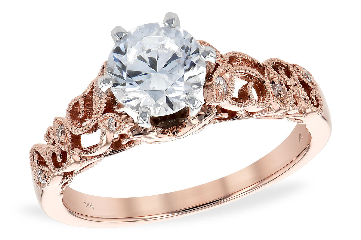 Allison Kaufman Diamond Engagement Ring Semi-Mount in 14K Rose Gold, 0.06 ctw (L7719)