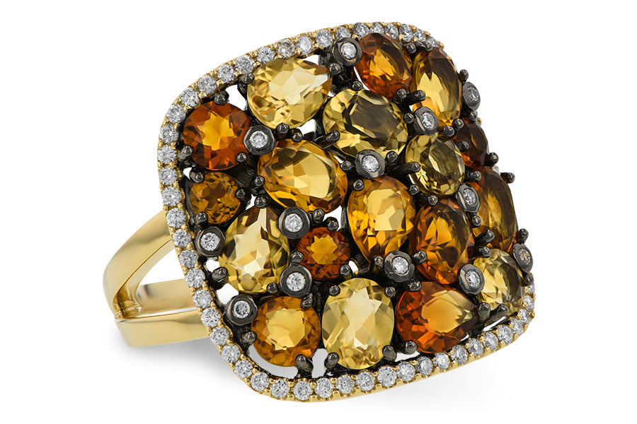 Allison Kaufman Citrine & Diamond Ring in 14K Yellow Gold, 3.27 ctw