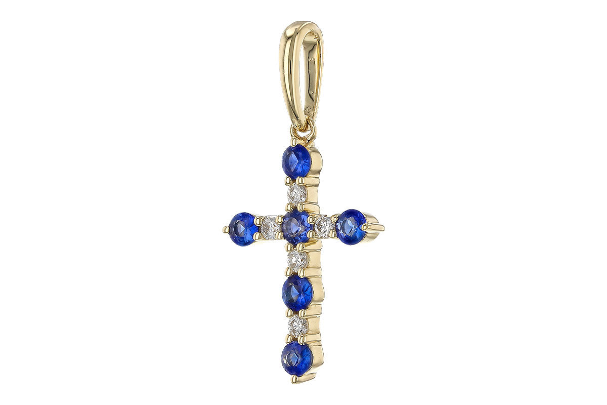 Allison Kaufman Sapphire & Diamond Pendant in 14K Yellow Gold, 0.42 ctw, alternate view