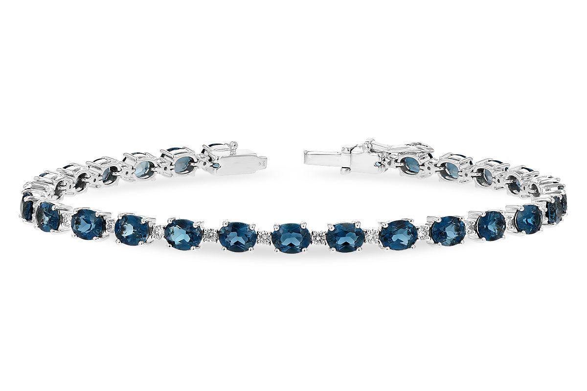 Allison Kaufman London Blue Topaz & Diamond Bracelet in 14K White Gold, 9.55 ctw