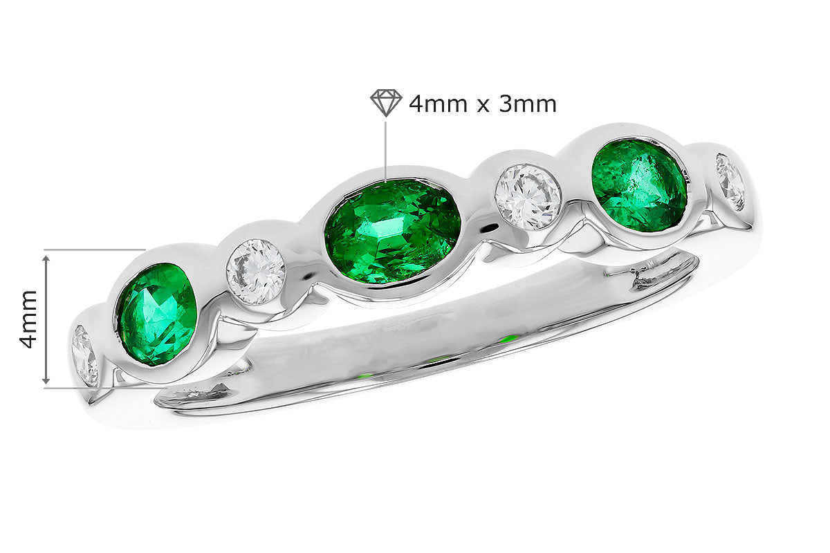 Allison Kaufman Emerald & Diamond Wedding Band in 14K White Gold, 0.56 ctw, alternate view
