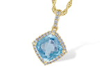 Allison Kaufman Aquamarine & Diamond Necklace in 14K Yellow Gold, 1.27 ctw
