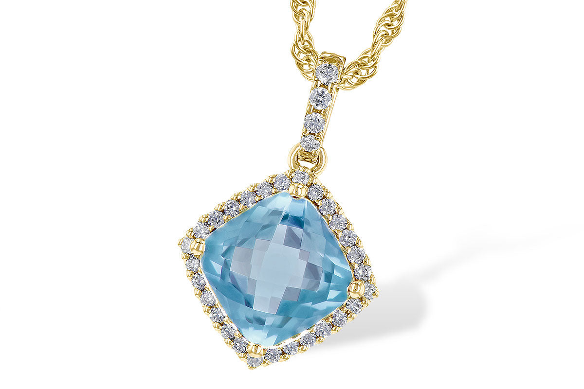 Allison Kaufman Aquamarine & Diamond Necklace in 14K Yellow Gold, 1.27 ctw