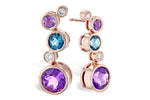 Allison Kaufman Amethyst, Blue Topaz & Diamond Earrings in 14K Rose Gold, 2.30 ctw