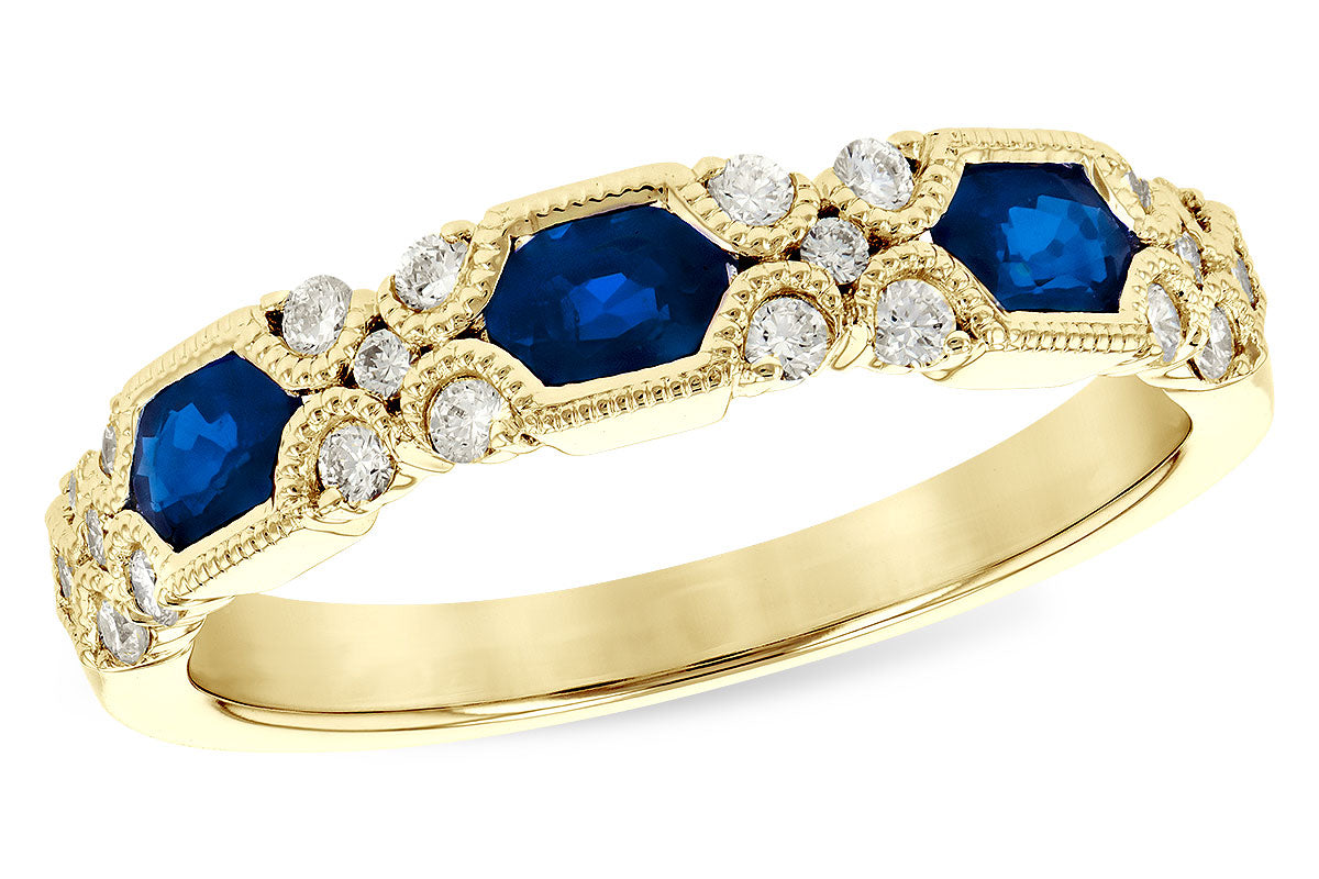 Allison Kaufman Sapphire & Diamond Wedding Band in 14K Yellow Gold, 1.00 ctw (W2444)