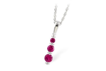 Allison Kaufman Ruby & Diamond Necklace in 14K White Gold, 0.60 ctw