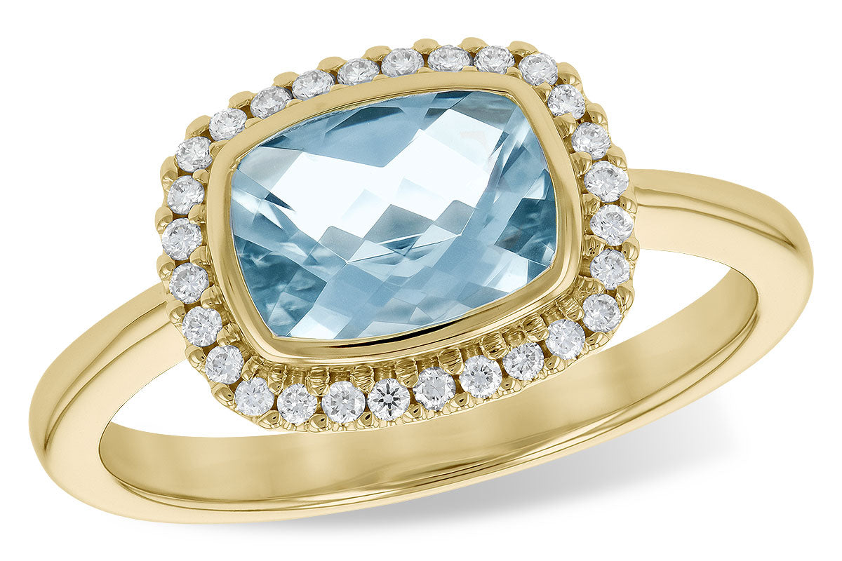 Allison Kaufman Aquamarine & Diamond Ring in 14K Yellow Gold, 1.10 ctw
