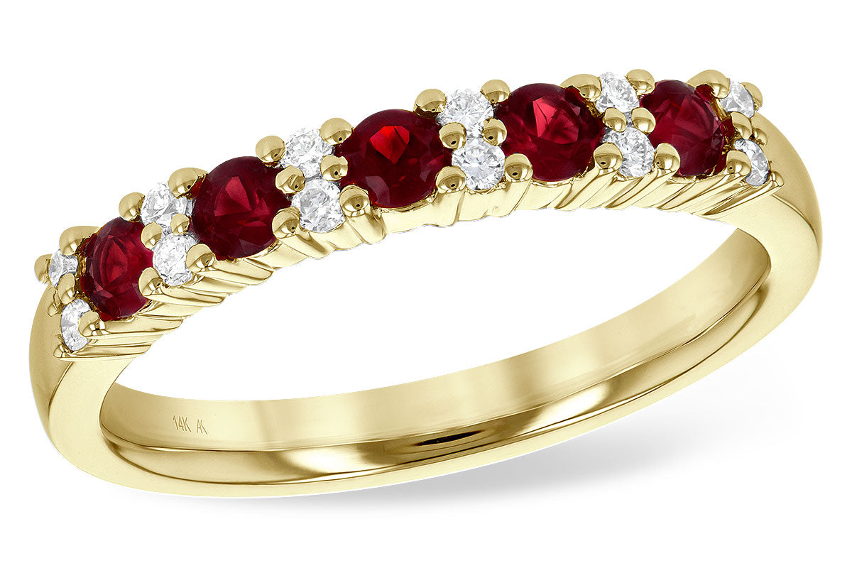 Allison Kaufman Ruby & Diamond Wedding Band in 14K Yellow Gold, 0.58 ctw (WR832-50)