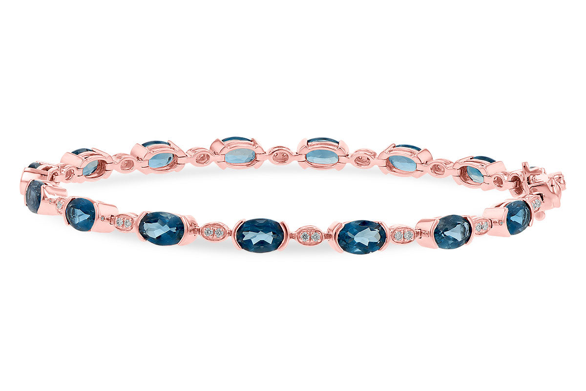 Allison Kaufman London Blue Topaz & Diamond Bracelet in 14K Rose Gold, 7.36 ctw