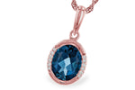 Allison Kaufman London Blue Topaz & Diamond Necklace in 14K Rose Gold, 1.93 ctw