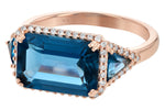 Allison Kaufman London Blue Topaz & Diamond Ring in 14K Rose Gold, 4.82 ctw, alternate view