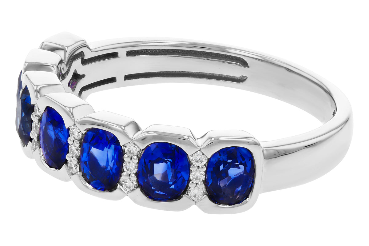 Allison Kaufman Sapphire & Diamond Wedding Band in 14K White Gold, 1.55 ctw, alternate view