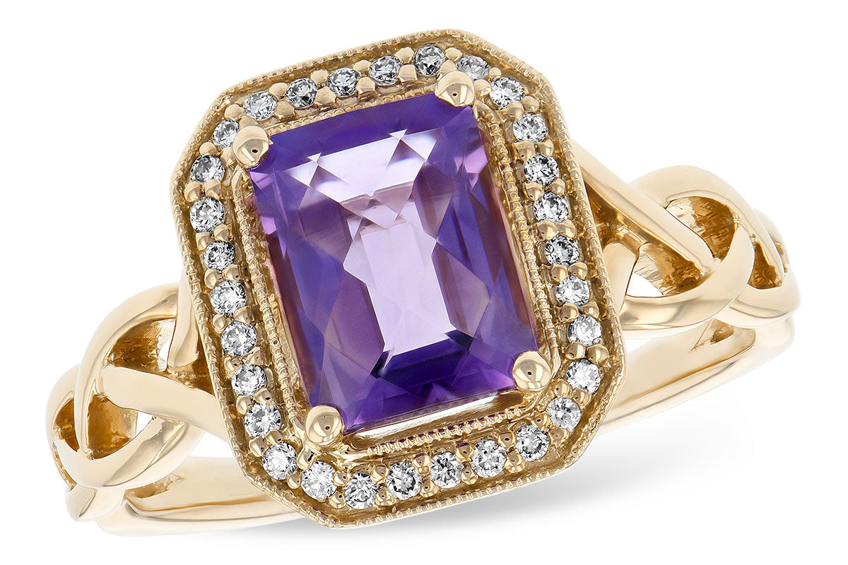 Allison Kaufman Amethyst & Diamond Ring in 14K Yellow Gold, 1.53 ctw