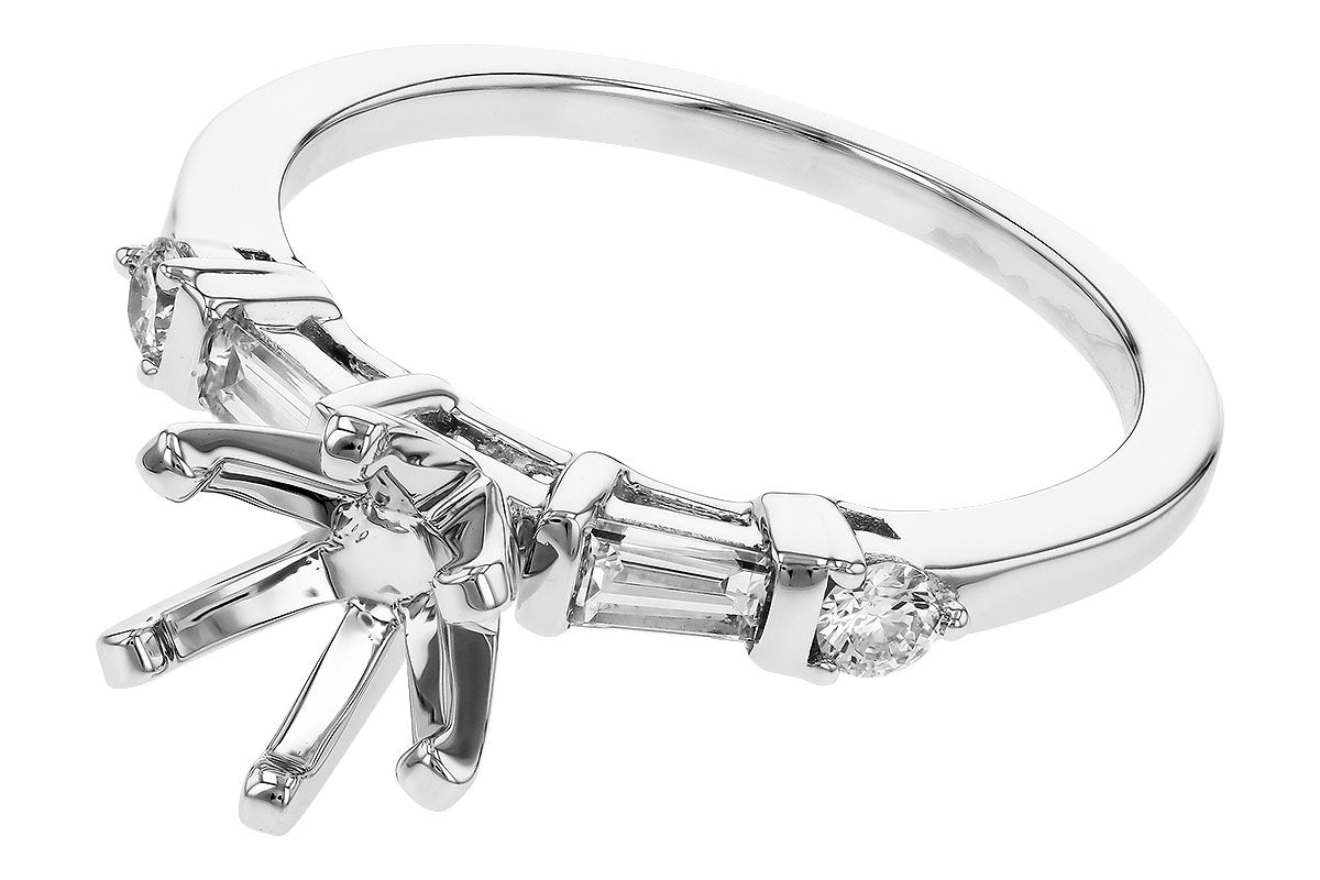 Allison Kaufman Baguette Diamond Engagement Ring Semi-Mount in 14K White Gold, 0.33 ctw, alternate view