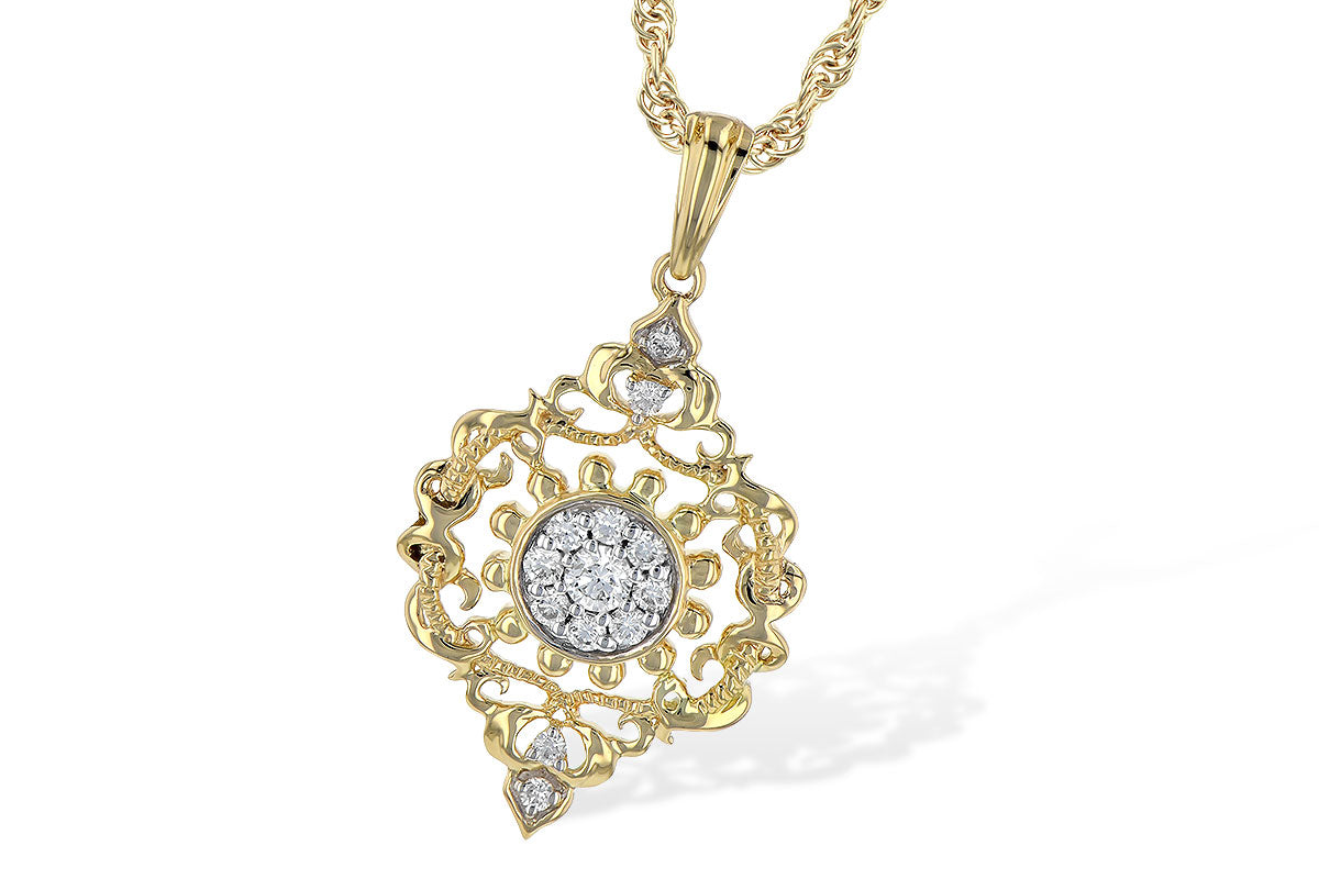 Allison Kaufman Diamond Necklace in 14K Yellow & White Gold, 0.18 ctw