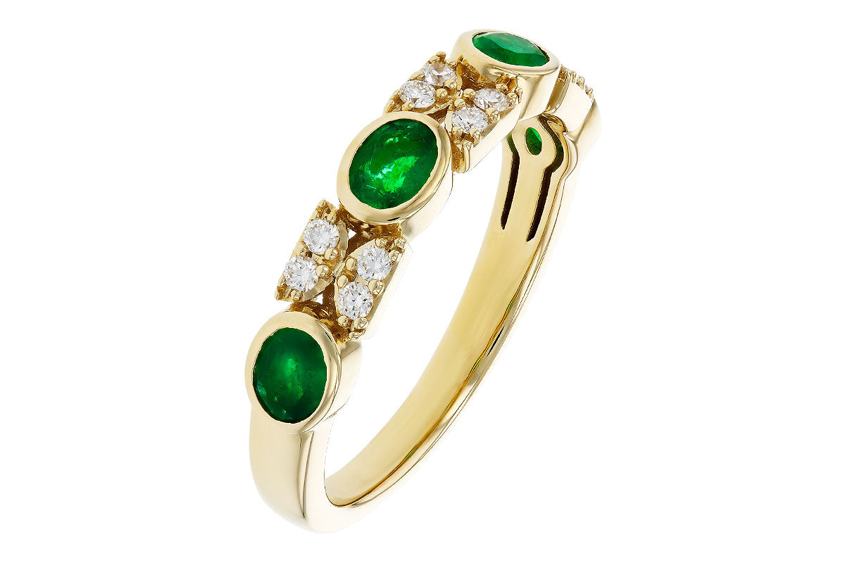 Allison Kaufman Emerald & Diamond Wedding Band in 14K Yellow Gold, 0.68 ctw, alternate view