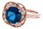 Allison Kaufman London Blue Topaz & Diamond Ring in 14K Rose Gold, 3.05 ctw, alternate view