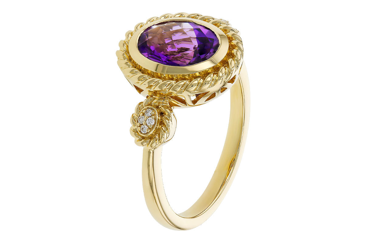 Allison Kaufman Amethyst & Diamond Ring in 14K Yellow Gold, 1.40 ctw, alternate view