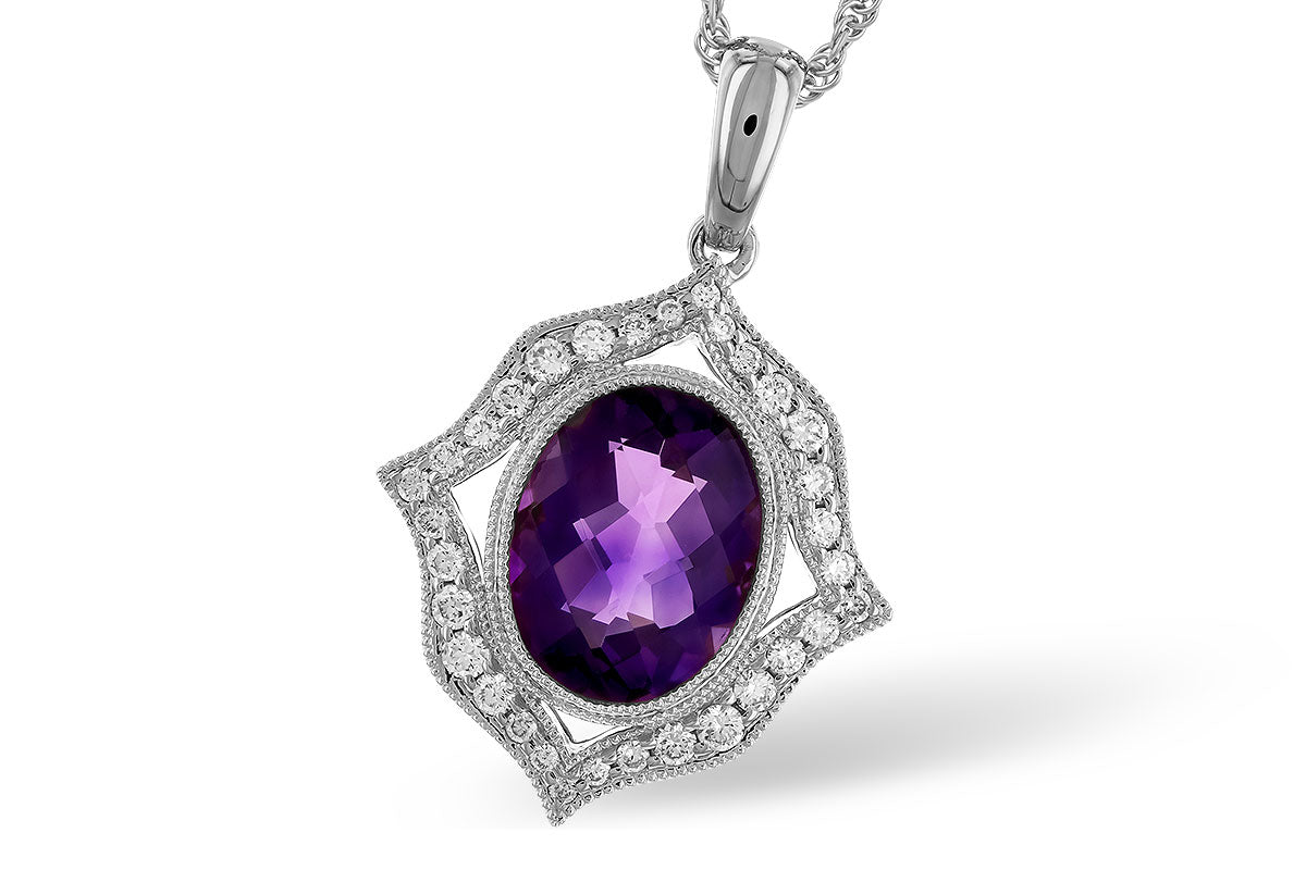 Allison Kaufman Amethyst & Diamond Necklace in 14K White Gold, 1.70 ctw (N8483)