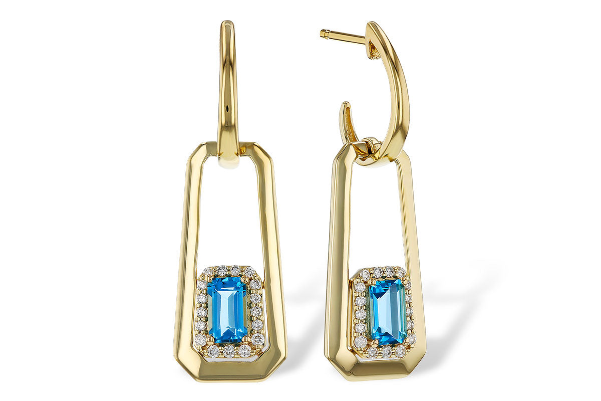 Allison Kaufman Blue Topaz & Diamond Earrings in 14K Yellow Gold, 0.80 ctw