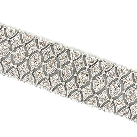 18K White Gold Diamond Estate 7 inch Bracelet
