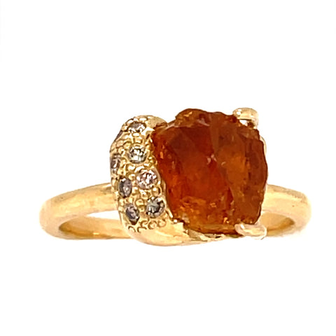 18 Karat Yellow Gold Tourmaline and Diamond Ring