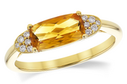 14 Karat Yellow Gold Citrine and Diamond Ring
