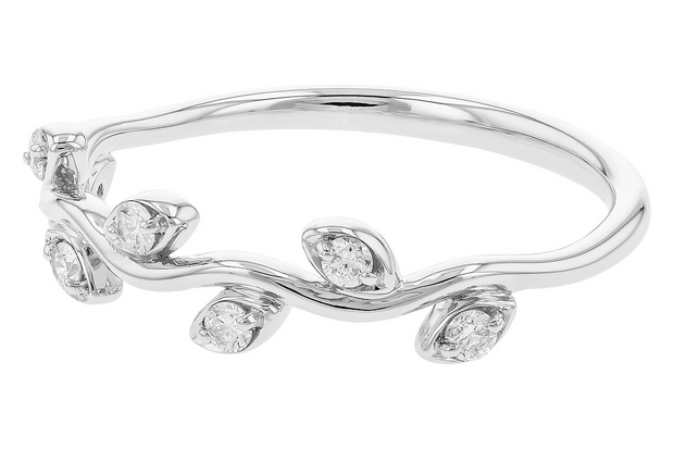 14 Karat Gold Diamond "Leaf" Band