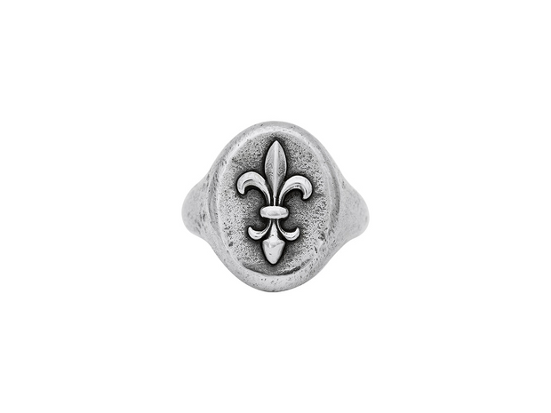 John Varvatos Rings Fleur De Lis Sterling Silver Statement Ring, 21.5x16.5mm Oval, with No Stone