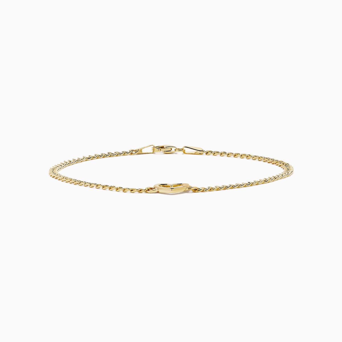 Heart Curb Chain Bracelet in 14K Yellow Gold view 3