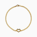 Heart Curb Chain Bracelet in 14K Yellow Gold