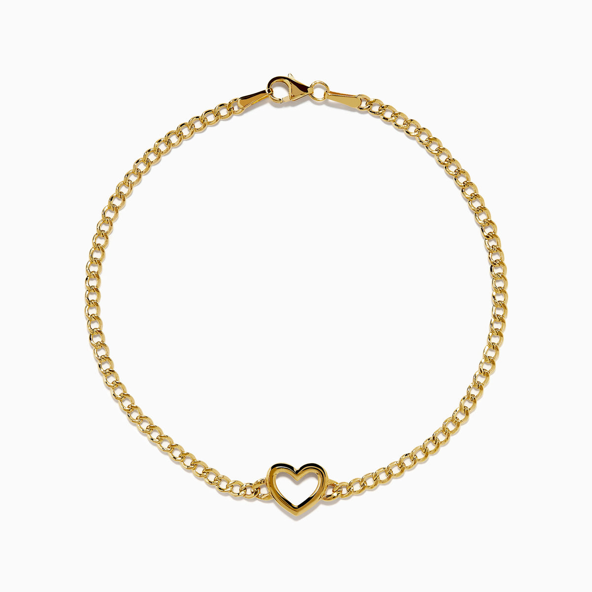 Heart Curb Chain Bracelet in 14K Yellow Gold